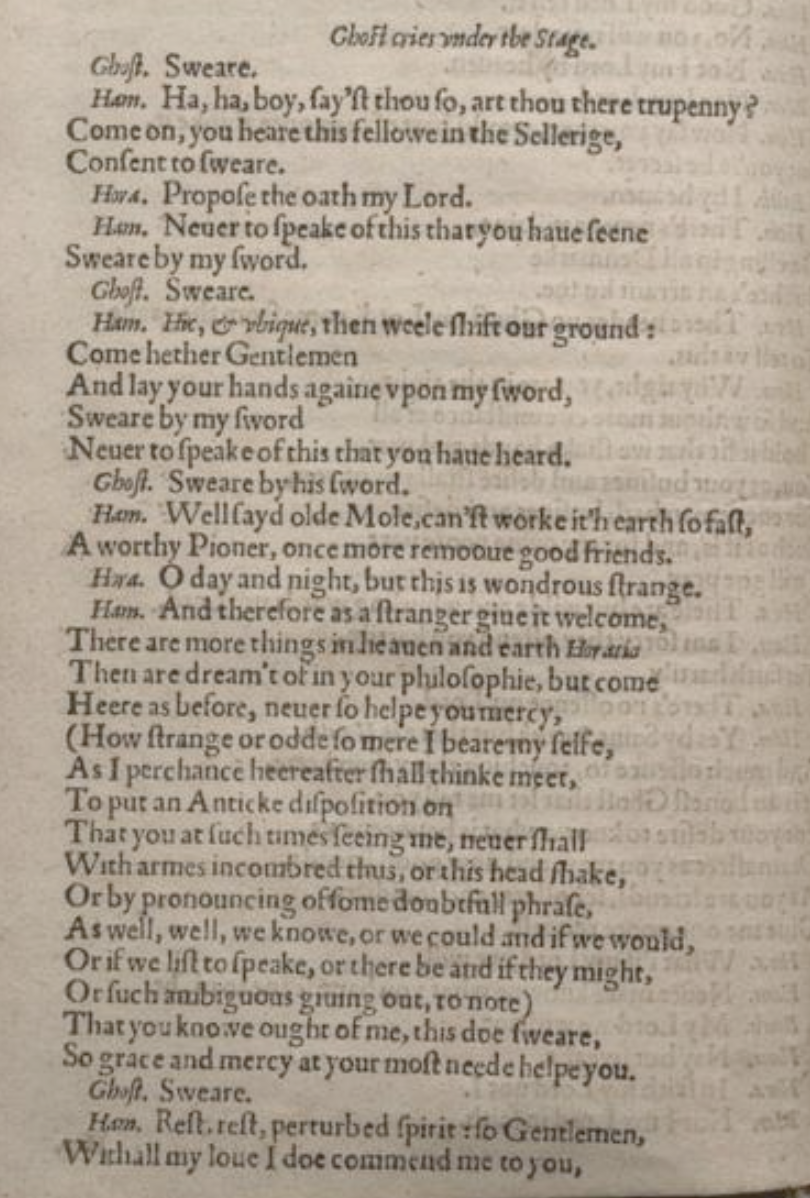 Q2 Second Quarto 1604/5: main facsimile page showing the swearing scene